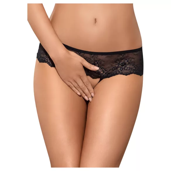 Obsessive Merossa - tanga aberta feminina com strass - preto - 2XL/3XL