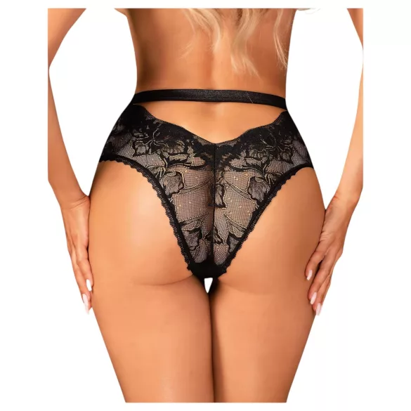 Obsessive - calcinha rendada floral - preta - M/L