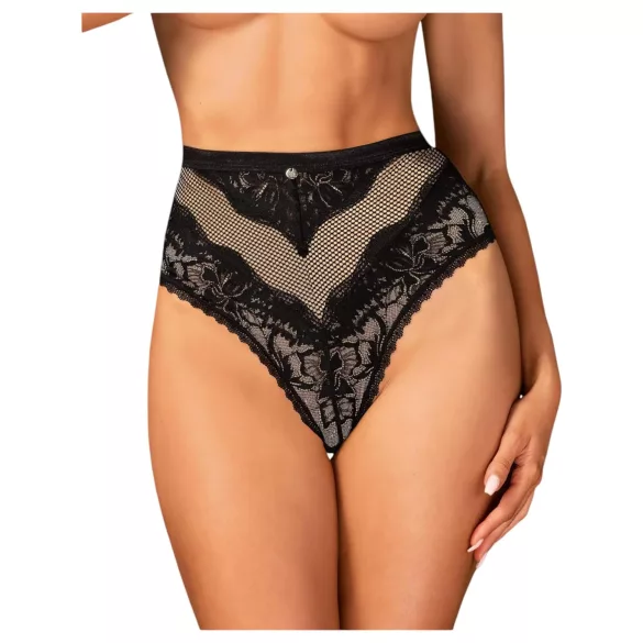 Obsessive - calcinha rendada floral - preta - M/L