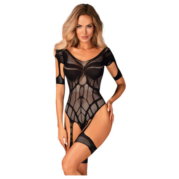 Obsessive - Body rendado aberto com estampa (preto) - (S-L)