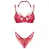 Obsessive - conjunto de lingerie rendado - sutiã e calcinha - vermelho