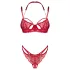 Obsessive - conjunto de lingerie rendado - sutiã e calcinha - vermelho