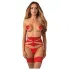 Obsessive Matildea - cinta-liga rendada com correntes - vermelho