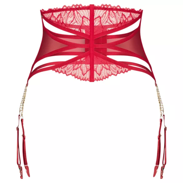 Obsessive Matildea - cinta-liga rendada com correntes - vermelho