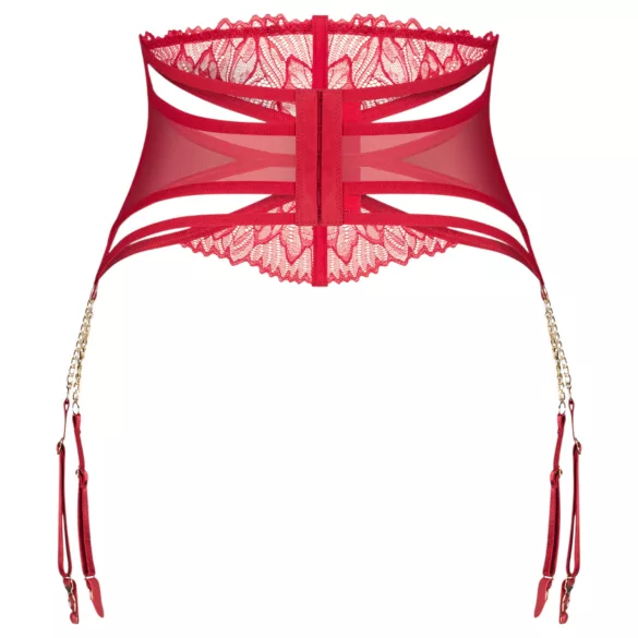 Obsessive Matildea - cinta-liga rendada com correntes - vermelho