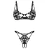 Obsessive Luise - conjunto de lingerie de 2 peças com tulipas (preto) - L/XL