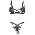 Obsessive Luise - conjunto de lingerie de 2 peças com tulipas (preto) - L/XL
