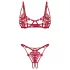 Obsessive Luise - conjunto de lingerie de 2 peças com tulipas (vermelho) - L/XL