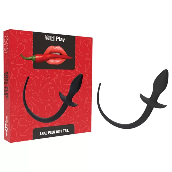 Erospace Wild Play - plug anal com cauda, para roleplay (preto)