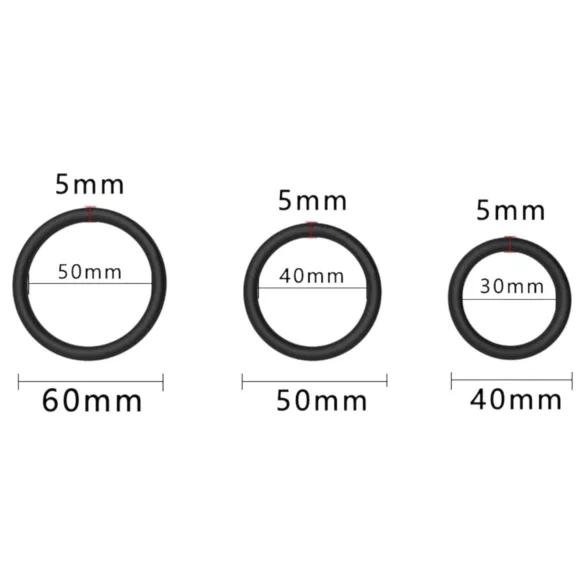 Men's Play - anel peniano - kit com 3 peças - silicone preto