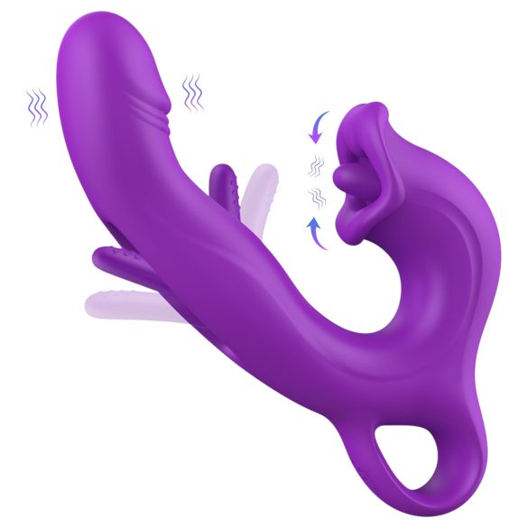 Sweet Play - vibrador ponto G com língua vibratória - silicone lilás