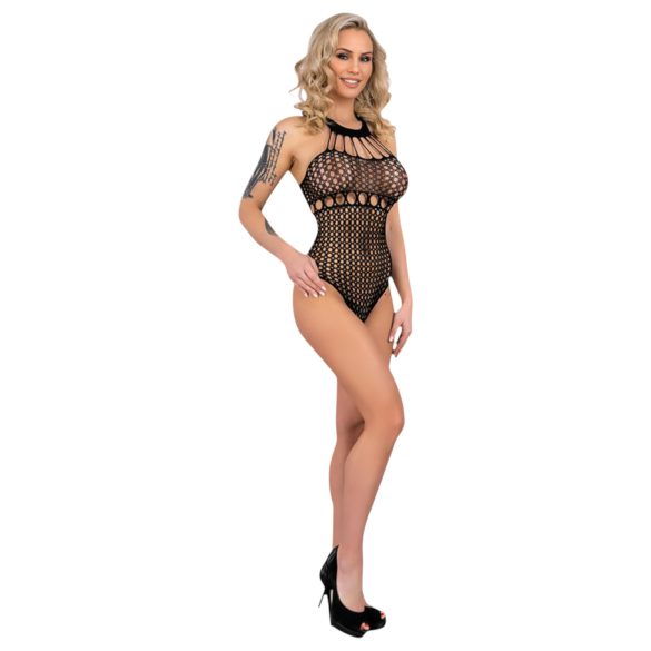Livco Orvina - body de rede com alças e bolinhas - (preto) - Tamanhos S-L
