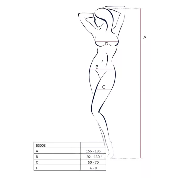 Passion BS008 - conjunto de lingerie de rede com laço - preto - S-L