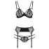 Passion Floris - conjunto lingerie feminina - preto - L/XL