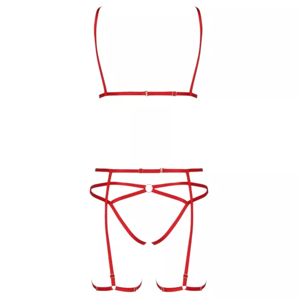 Passion Magali - conjunto de arnês corporal decorativo - 3 peças - vermelho