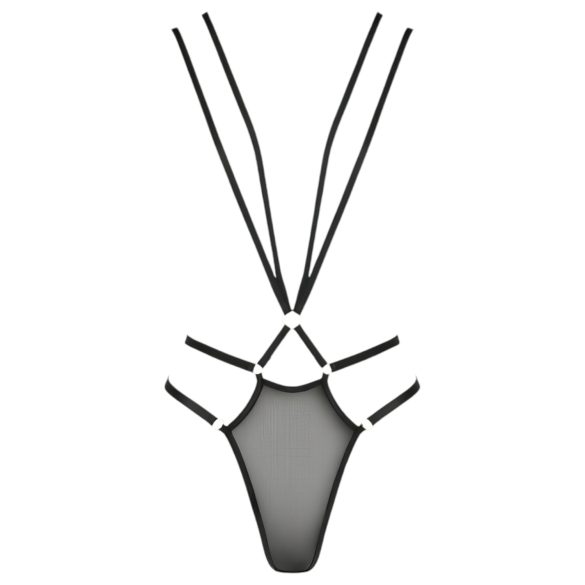 Passion Devil Cereja - Body com Arnês de Metal (preto) - L/XL