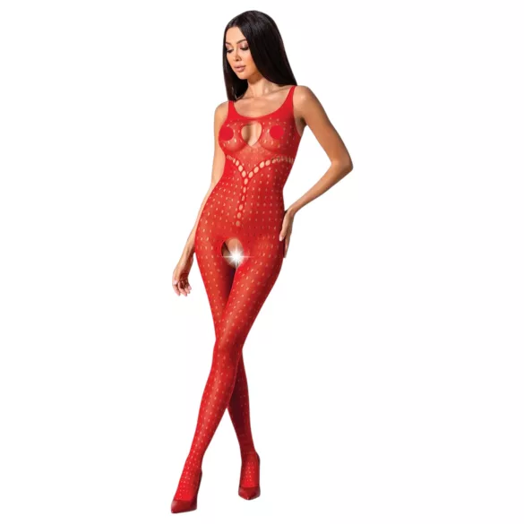 Passion BS078 - macacão sexy aberto com poás - vermelho (S-L)