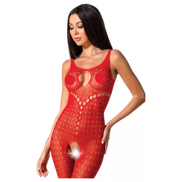 Passion BS078 - macacão sexy aberto com poás - vermelho (S-L)