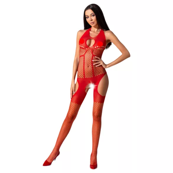 Passion BS079 - conjunto lingerie arrastão - vermelho - tamanho S-L