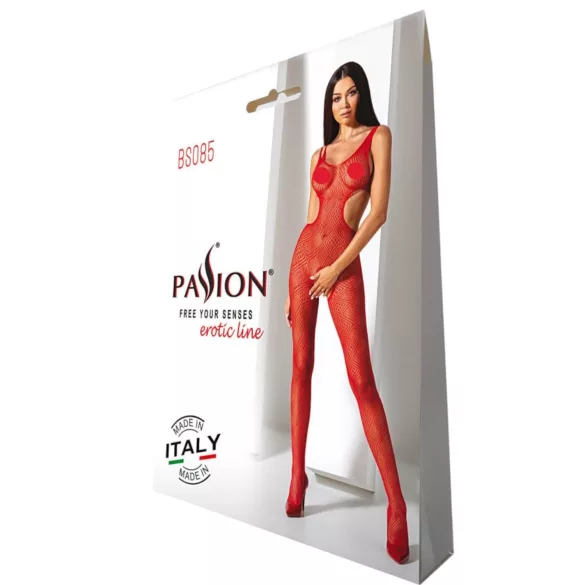 Passion - macacão aberto estampa mosaico vermelho - S-L