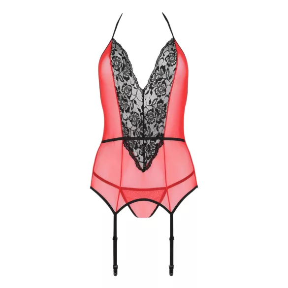 Passion Peonia - conjunto lingerie feminino - sutiã e tanga - vermelho