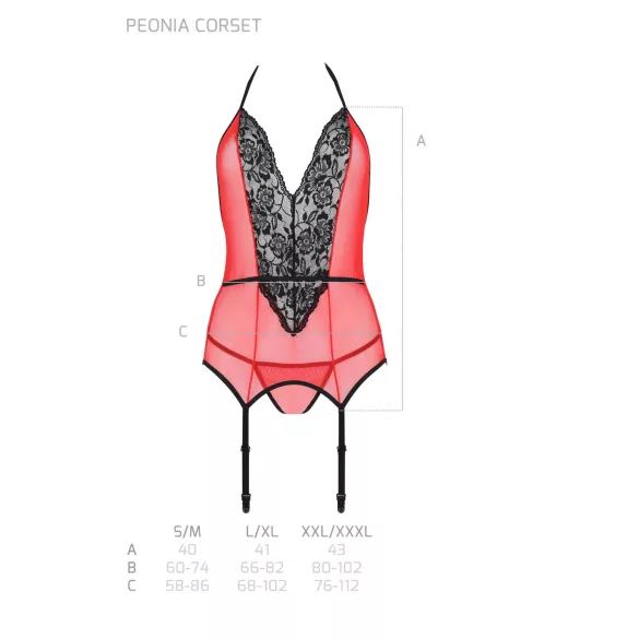Passion Peonia - conjunto lingerie feminino - sutiã e tanga - vermelho