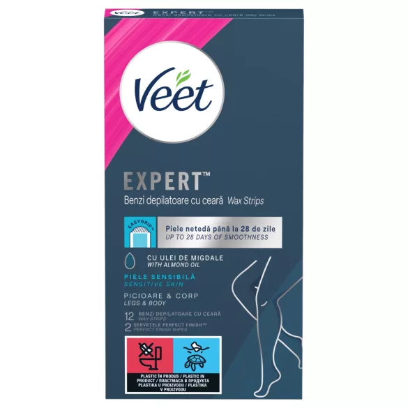Veet Expert - bandas de cera prontas para uso - pele seca - 12 unidades