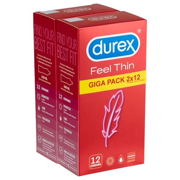 Durex Feel Thin – Preservativos Sensação Real (2x12 unidades)