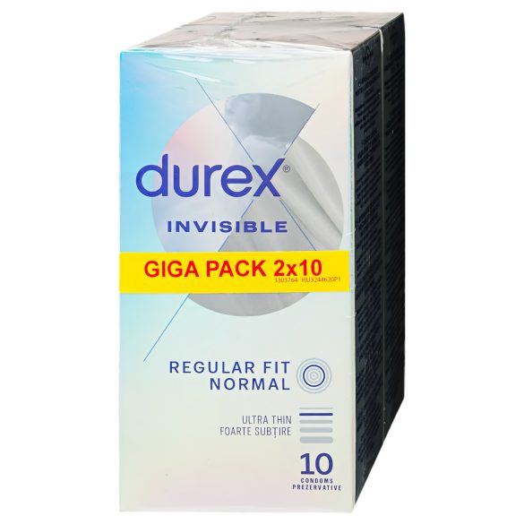 Durex Invisible Regular Fit - preservativo fino (2x10 unid.)