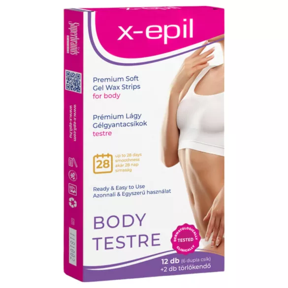 X-Epil - bandas de cera gel prontas para uso - corpo - 12 unidades