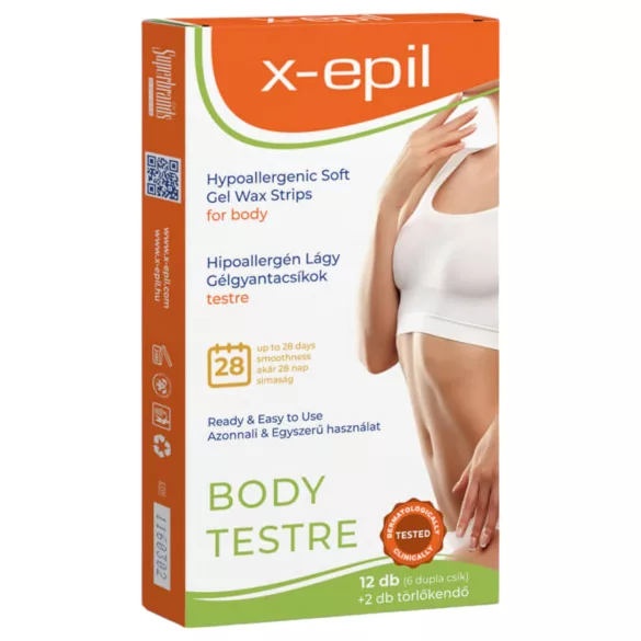 X-Epil - tiras de cera gel hipoalergênicas corpo - 12 unidades