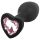 Sunfo - plugue anal de silicone com pedra em forma de coração (preto-rosa)