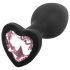 Sunfo - plugue anal de silicone com pedra em forma de coração (preto-rosa)