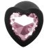 Sunfo - plugue anal de silicone com pedra em forma de coração (preto-rosa)
