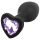 Sunfo - Plug Anal de Silicone com Pedra em Forma de Coração (Preto-Roxo)