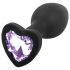 Sunfo - Plug Anal de Silicone com Pedra em Forma de Coração (Preto-Roxo)