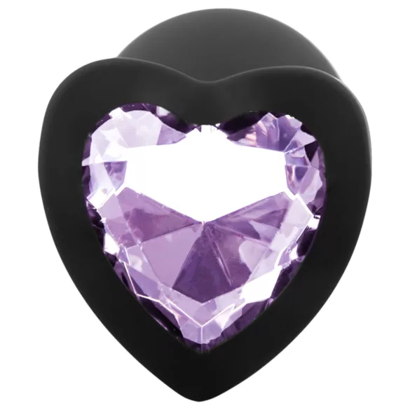 Sunfo - plug anal silicone pedra coração - preto/roxo