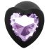 Sunfo - Plug Anal de Silicone com Pedra em Forma de Coração (Preto-Roxo)