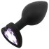 Sunfo - Plug Anal de Silicone com Pedra em Forma de Coração (Preto-Roxo)