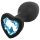 Sunfo - Plug Anal de Silicone com Pedra Azul em Forma de Coração (Preto)