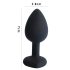Sunfo - Plug Anal de Silicone com Pedra Azul em Forma de Coração (Preto)