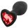 Sunfo - Plug Anal de Silicone com Pedra Vermelha em Forma de Coração (Preto)