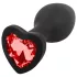 Sunfo - plug anal silicone - pedra coração vermelha - preto