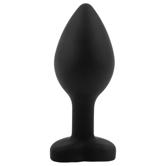 Sunfo - plug anal silicone - pedra coração vermelha - preto