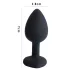 Sunfo - plug anal silicone - pedra coração vermelha - preto