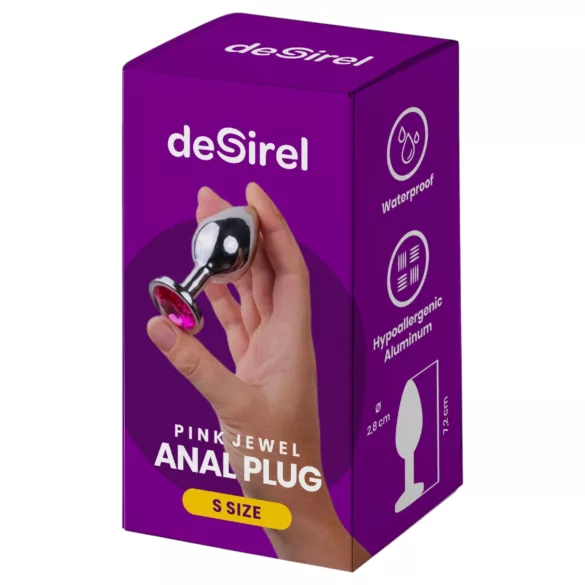 Desirel - plug anal pequeno - joia rosa - prata/rosa