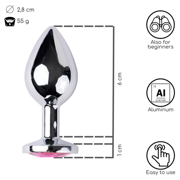 Desirel - plug anal pequeno - joia rosa - prata/rosa