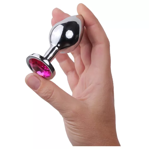 Desirel - plug anal - joia rosa - metal prateado e rosa - tamanho M