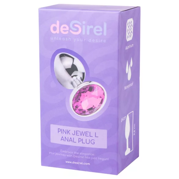 Desirel - plug anal com joia pink - metal prata/rosa