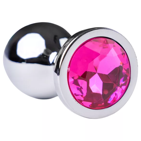 Desirel - plug anal com joia pink - metal prata/rosa